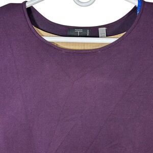 Tahari Woman 3X Aubergine Fields Knit Top Purple Crew Neck Long Sleeve Plus Size